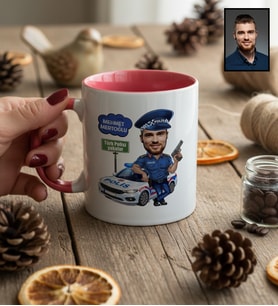 Kişiye Özel Kişiye Özel Karikatürlü Erkek Polis Kupa Bardak Polisler Günü Hediyesi