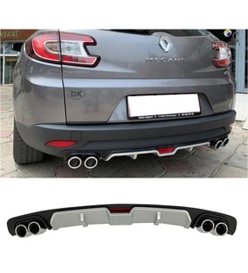 Renault Megane Mk3 STW Gri Difüzör 4 Krom Egzoz Görünümlü Difizör Arka Ek Body Kit