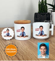 Bankacı Hediye Seti T Kupa, Kalemlik, Anahtarlık Erkek Bankacıya Hediye (Beyaz)