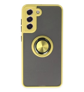Durukar® Samsung Galaxy S21 FE Kılıf Montreal Yüzüklü Silikon Kapak - Sarı