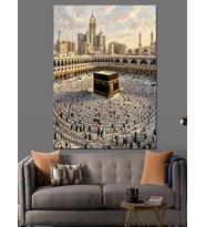 Kabe Etrafında Tavaf Kalabalığı Dekoratif Kanvas - Mdf Ahşap Tablo