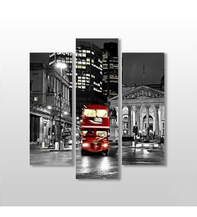Otobüs Gece Sokaklar  Kanvas Tablo 129x140cm (Karışık)