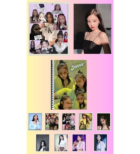 Jennie blackpink Poster A3 boyutu 2 adet ,defter A4 boyutu 1adet ,fotokart 9 adet