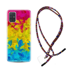 Samsung a71 A72 A73 A7 A9 2018 C7 C9 Kılıf Boyun Asklı Rasta Silikon Yapraklar 1634