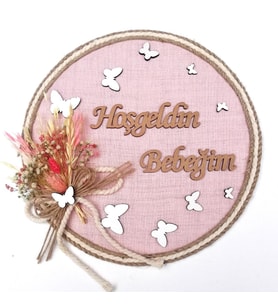 Lora Davet Kız Bebek kapı süsü, Hastane kapı süsü, Duvar süsü (1 Adet) Pembe - 36109