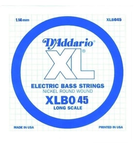 D'Addario XLB045 XL Nickel Wound Bas Gitar Tek Teli ($0.045$ İnç)  G/Sol Teli Standardı, Nikel Sargılı Çelik Çekirdek, Parlak Ton Karakteri ve Üstün Manyetik Duyarlılık