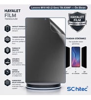 SChitec Lenovo M10 HD (2 Gen) TB-X306F Uyumlu Ön Yüzey Hayalet Privacy Hidrojel Ekran Koruyucu