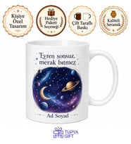 Astronomi Temalı Uzay Kupası Porselen Kupa Bardak Hediye Galaksi Desenli Mug