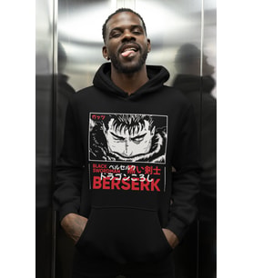 Tasarım Berserk Black Swordman Baskılı Unisex Oversize Anime Karakter Hoodie