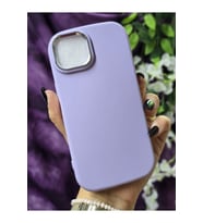 Iphone 15 Uyumlu Metal Kamera Çerçeveli Mat Lila Silikon Kılıf