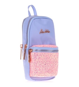 Kaukko Kalem Çantası Bright Junior Bag Taşlı-Floral Mavi Üç Bölmeli Kalemlik (Karışık)