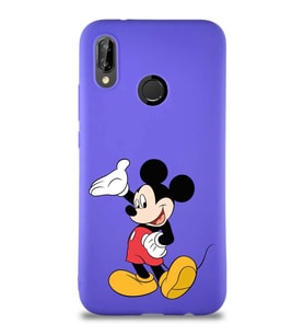 Huawei P20 Lite Soft Premier Kapak Mickey Mouse-C Tasarımlı Silikon Kılıf - Mor (Şeffaf)