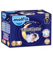 Molfix Tatlı Rüyalar Bebek Bezi 4 Beden 7-14 KG Maxi 608 Adet Dev Ekonomik Fırsat Pk