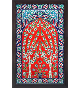 Armada Çini 60x100 Cm ED 623 Kırmızılı Hayat ağacı Çini Pano