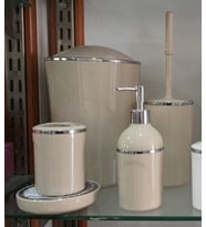 AKRİLİK 5 PARÇA KOVALI BANYO SETİ krem renk (Bej)