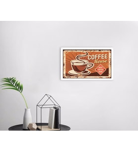 BK Home Coffee Tasarımlı Dekoratif Ahşap Beyaz Çerçeveli Tablo-32