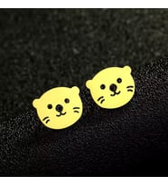 Sevimli Minimalist Su Samuru Küpe 925K Gümüş (Gold)