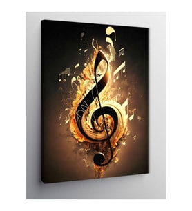 Kanvas Tablo Sol Anahtarı Müzik Temalı, 70cm x 100cm
