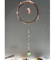 Pembe Kuvars Sun Catcher 3 - Güneş Tutucu, Güneş Yakalayıcı, Doğal Taşlı, El Yapımı