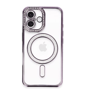 iPhone 16 Plus Kılıf Joke Simli Magneticsafe Kılıf - Derin Mor