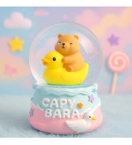 Capybara Temalı Büyük Boy Püskürtmeli Müzikli Işıklı Kar Küresi (Sarı)