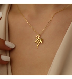 Kişiye Özel Kelebek Detaylı Tasarım Harf Kolye 925K Gümüş (Gold)