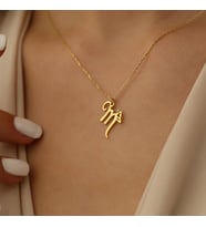 Kişiye Özel Kelebek Detaylı Tasarım Harf Kolye 925K Gümüş (Gold)