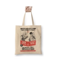 Street Fighter The Street Fight Beyaz Bez Çanta Uzun Saplı Alışveriş Çantası Plaj Çantası