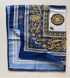 Ladycoco Soft Pamuklu Daire Desenli Şal (Mavi-Gri)