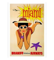 Miami Seyahat Poster Tablo Ahşap Poster Dekoratif