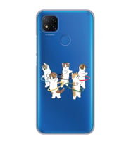 Xiaomi Redmi 9C / 10A Uyumlu Tatlı Kediler Tasarımlı Şeffaf Telefon Kılıfı