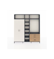 Arges Dolap 9 Raflı 3 Çekmeceli 2 Askılı 220x30x243 Antrasit-Aytaşı/Çam