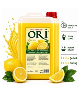 ORİ Limon Aromalı Şerbet ve Buzlaş Konsantre Şurubu 6 Kg