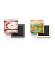 Buzdolap Magnetleri - Kuzey Kıbrıs Bayrağı ve Paper Cut Tema - 2'li Set Magneti