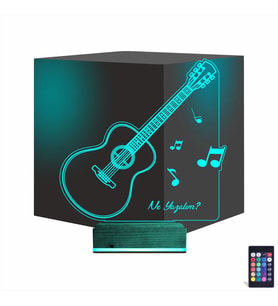Luvivia Klasik Gitar Müzik Nota Kişiye Özel 3D Lamba - Masa Gece Lambası