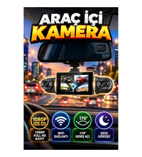 WiFi Bağlantılı 1080P Araç İçi Kamera 170° Geniş Açı, Loop Kayıt ve Gece Görüşü
