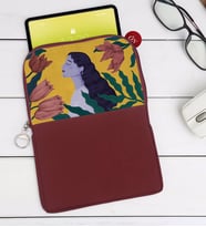 BK Gift Woman Art Tasarımlı Taşınabilir Koruyucu Tablet Kılıfı & Organizer Çanta - Bordo-1