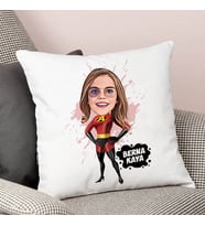 Kişiye Özel Küçük Sevimli Kahraman Kız Karikatürlü Yastık