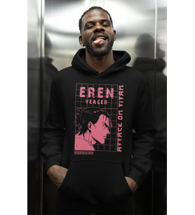 Tasarım Eren Yeager Attack On Titan Baskılı Unisex Oversize Anime Karakter Hoodie