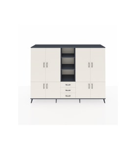 Hyperion Dolap 11 Raflı 3 Çekmeceli 8 Kapaklı 220x44x163 Antrasit-Aytaşı