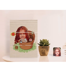 BK Gift Kişiye Özel Kız Çocuk Karikatürlü Otantik Masaüstü Ahşap Palet Çerçeve-10 (Beyaz)