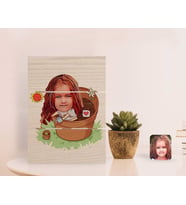 BK Gift Kişiye Özel Kız Çocuk Karikatürlü Otantik Masaüstü Ahşap Palet Çerçeve-10 (Beyaz)