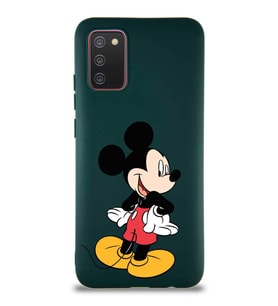 Samsung Galaxy A02S Soft Premier Kapak Mickey Mouse-D Tasarımlı Silikon Kılıf - Yeşil (Şeffaf)