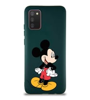 Samsung Galaxy A02S Soft Premier Kapak Mickey Mouse-D Tasarımlı Silikon Kılıf - Yeşil (Şeffaf)