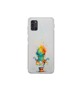 Samsung Galaxy A31 ile uyumlu Splash ahtapot tasarımlı şeffaf silikon kılıf