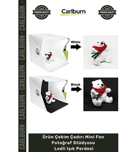 #FotoPerde Mini Stüdyo Kutu Ürün Çekim Çadırı Mini Fon Fotoğraf Stüdyosu Ledli Işık Perdesi