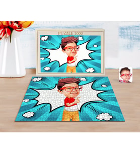 BK Gift Kişiye Özel Erkek Çocuk Karikatürlü 1000 Parça Profesyonel Puzzle-1