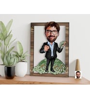 BK Gift Kişiye Özel Bankacı Karikatürlü 3D Ahşap Tablo, Sevgiliye Hediye, Arkadaşa Hediye, Yıl Dönümü Hediyesi, Doğum Günü Hediyesi-1