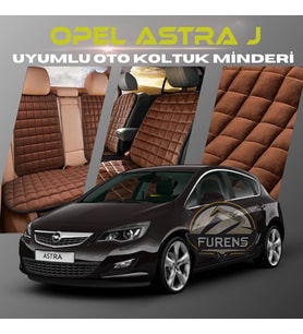 Opel Astra J Kahverengi Renk Tay Tüyü Cepli & Terletmez Sırtlı Oto Koltuk Minder Seti - Koltuk Koruma Kılıfı (ÖN & ARKA TAM SET)