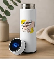 BK Gift Kişiye Özel Babalar Günü Tasarımlı Filtreli Dijital Göstergeli Beyaz Çelik Termos-7, Babaya Hediye, Babalar Günü Hediyesi